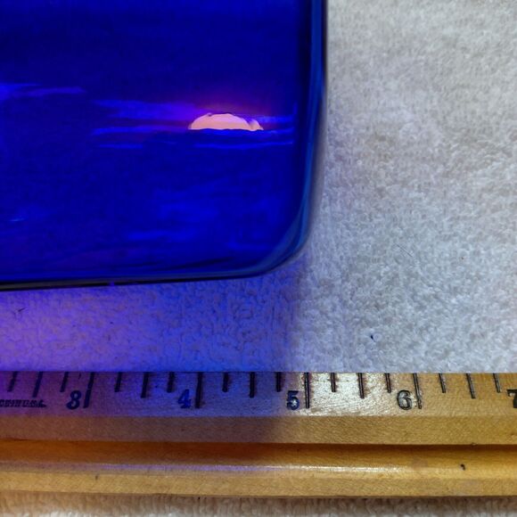 HUTA SZKLA Lucyna Made in Poland dark blue glass 5" vase Handmade - Picture 7 of 9